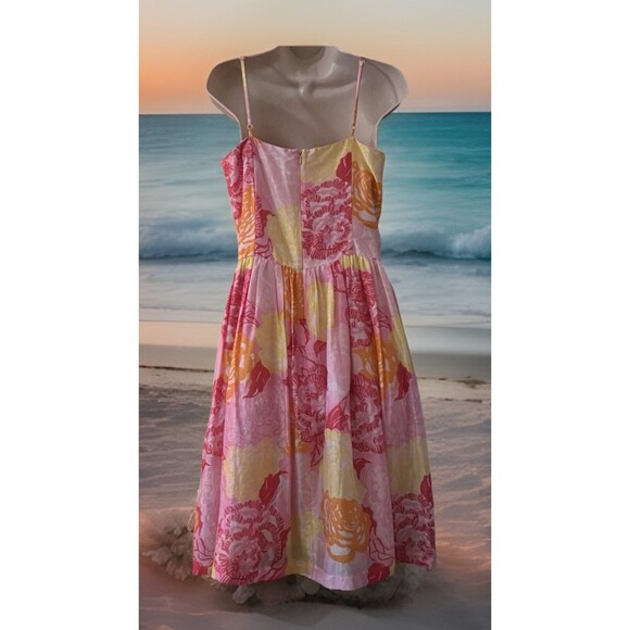 Lilly Pulitzer Winners Circle Pink Floral White Label Sleeveless Sundress Sz 8 - Picture 4 of 11